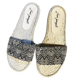 Free People Black and White Women's Slide Sandals